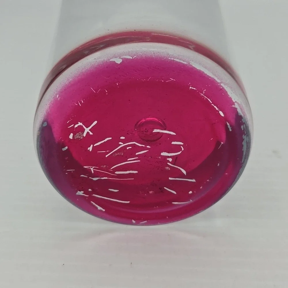 Hand Blown Ruby‎ Red Cranberry Cylinder Vase Heavy Base